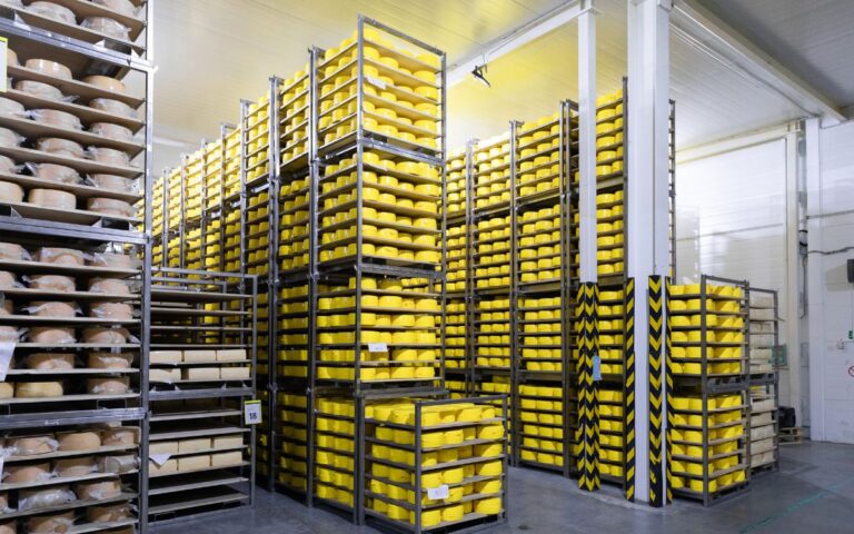 Estanterías industriales en almacenamiento en frío dentro de cámara frigorífica